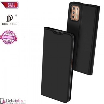 Dux Ducis dirbtinės odos atverčiamas dėklas - juodas (Motorola Moto G9 Plus)